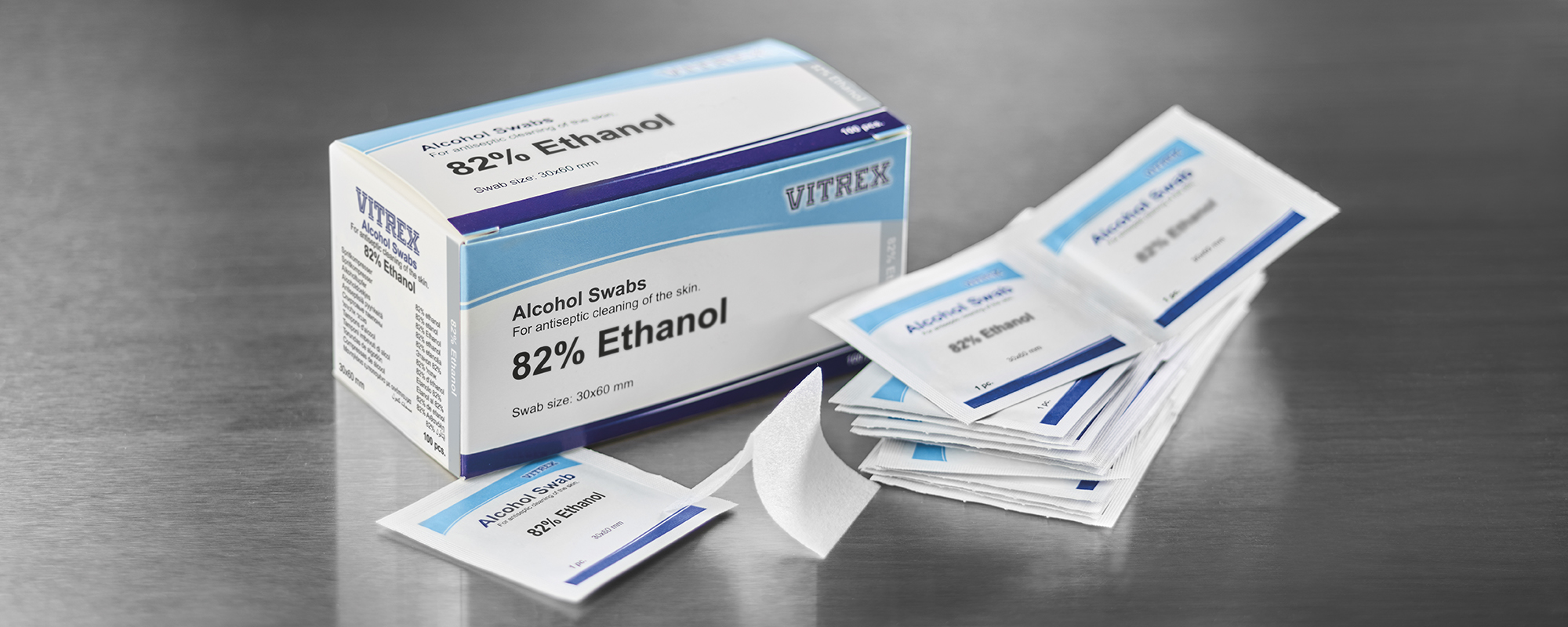 Vitrex® Alkoholtupfer mit 82% Ethanol, 100 Stck pro Box